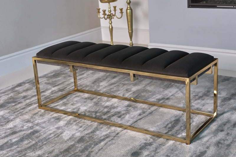 Channel - Dark Grey & Gold - Bench - Ornate Home