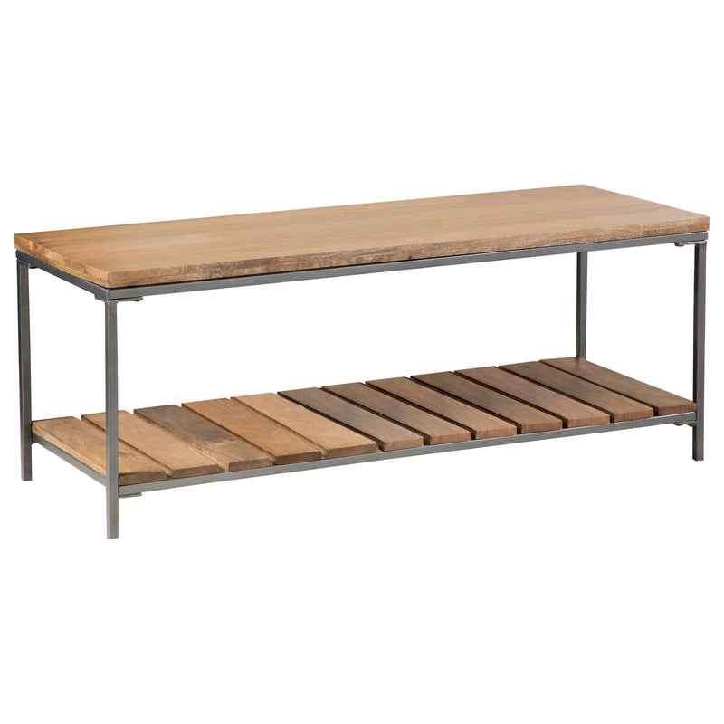 Inez - Natural & Gunmetal - Bench w/ Slat Shelf - Ornate Home