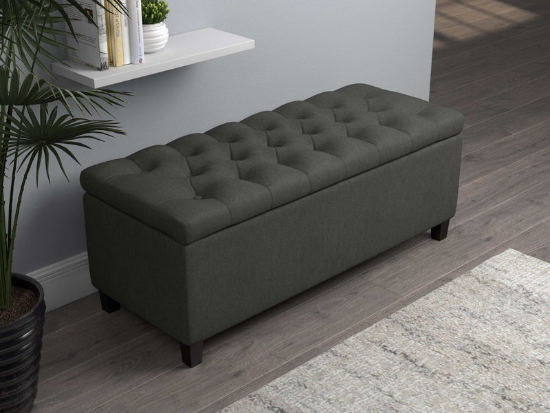 Vermoza - Charcoal -Lift Top Storage Bench - Ornate Home