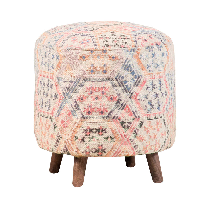 Ikat - Multi-Color - Round Accent Stool - Ornate Home