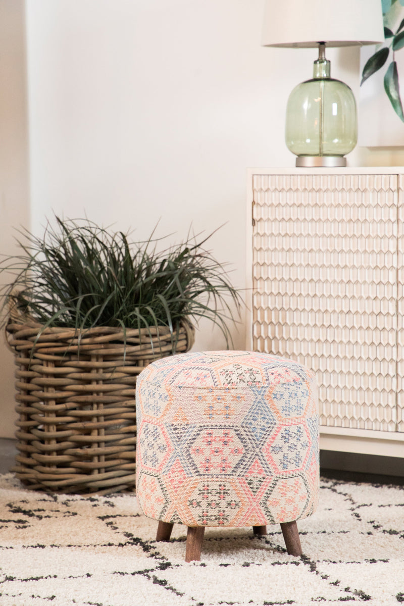 Ikat - Multi-Color - Round Accent Stool - Ornate Home