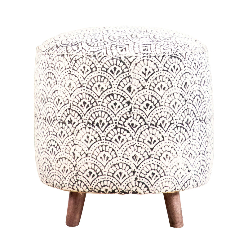 Tyro - Cream & Black - Accent Stool - Ornate Home