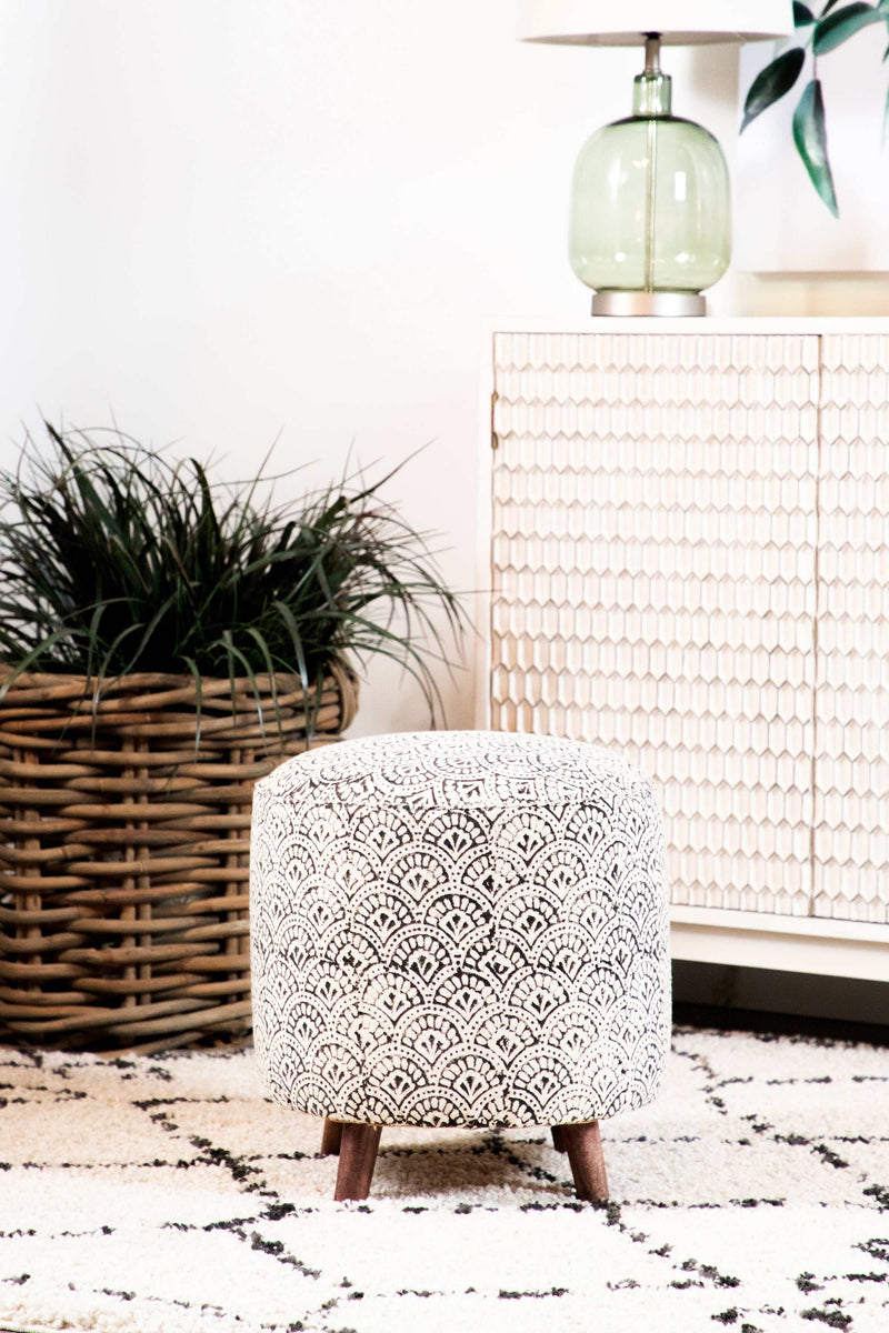 Tyro - Cream & Black - Accent Stool - Ornate Home