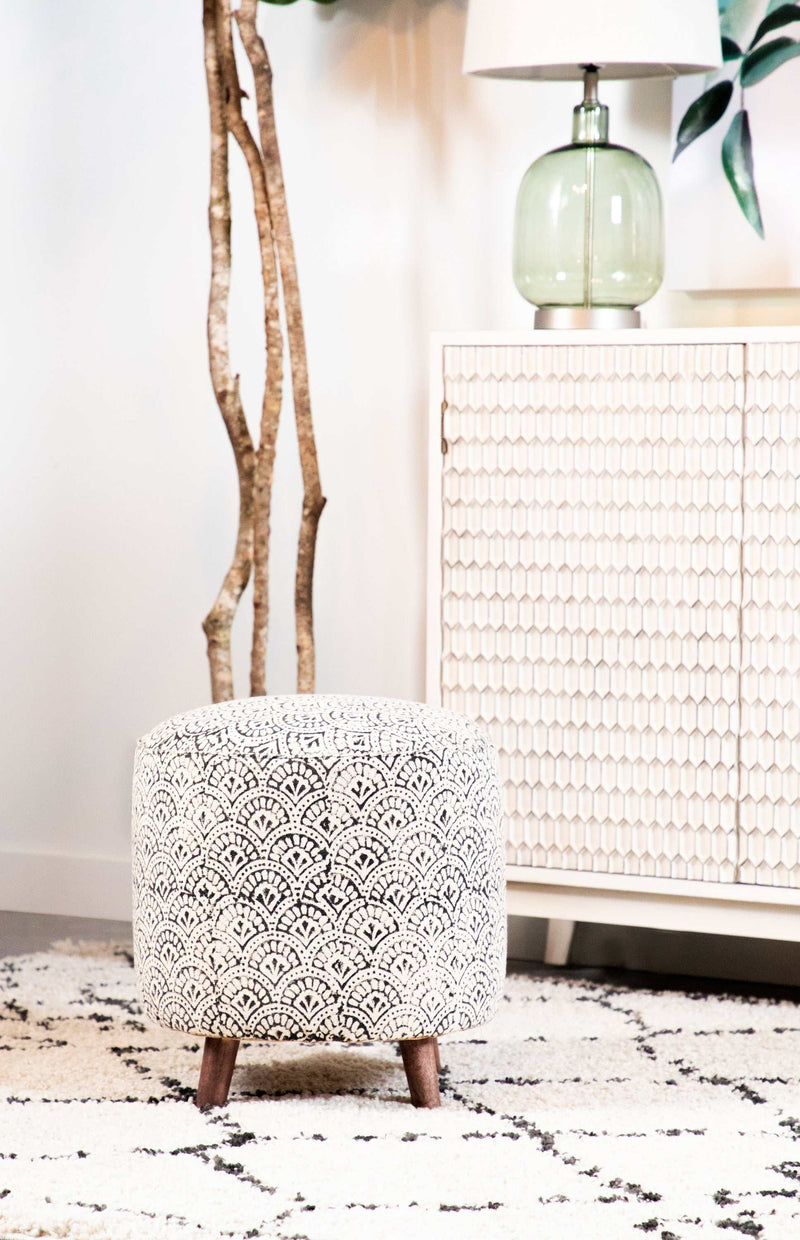 Tyro - Cream & Black - Accent Stool - Ornate Home