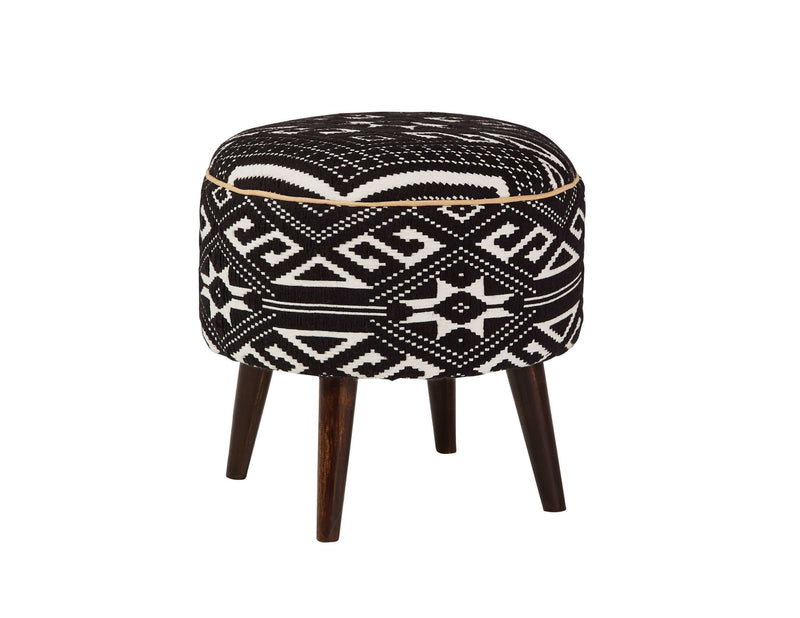 Kira - Black & White - Ottoman - Ornate Home