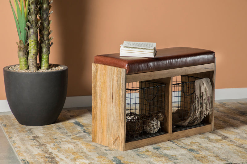 Taya - Brown And Natural - Accent Bench - Ornate Home