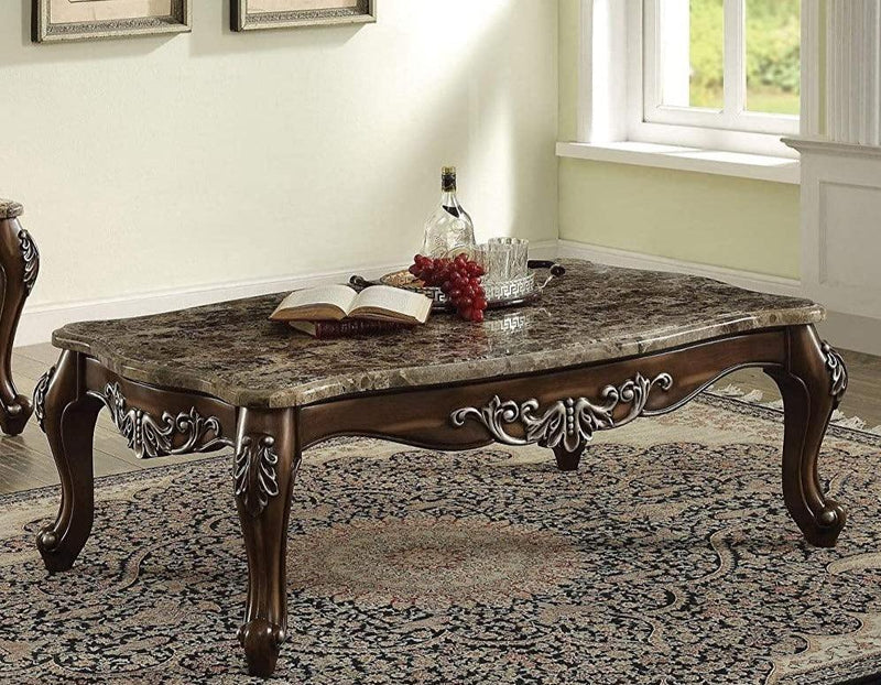 Latisha Marble & Antique Oak Coffee Table - Ornate Home