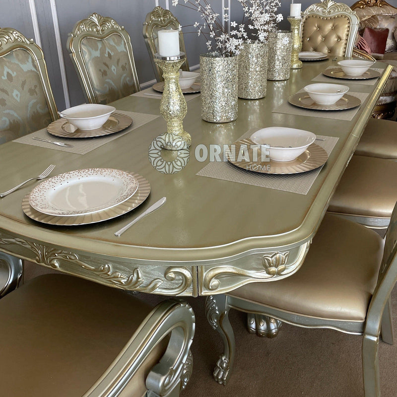 Dresden - Gold Patina & Bone - Dining Table w/ Extensions - Ornate Home