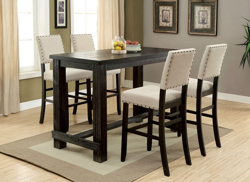 Sania II Antique Black & Ivory 5pc Dining Room Set