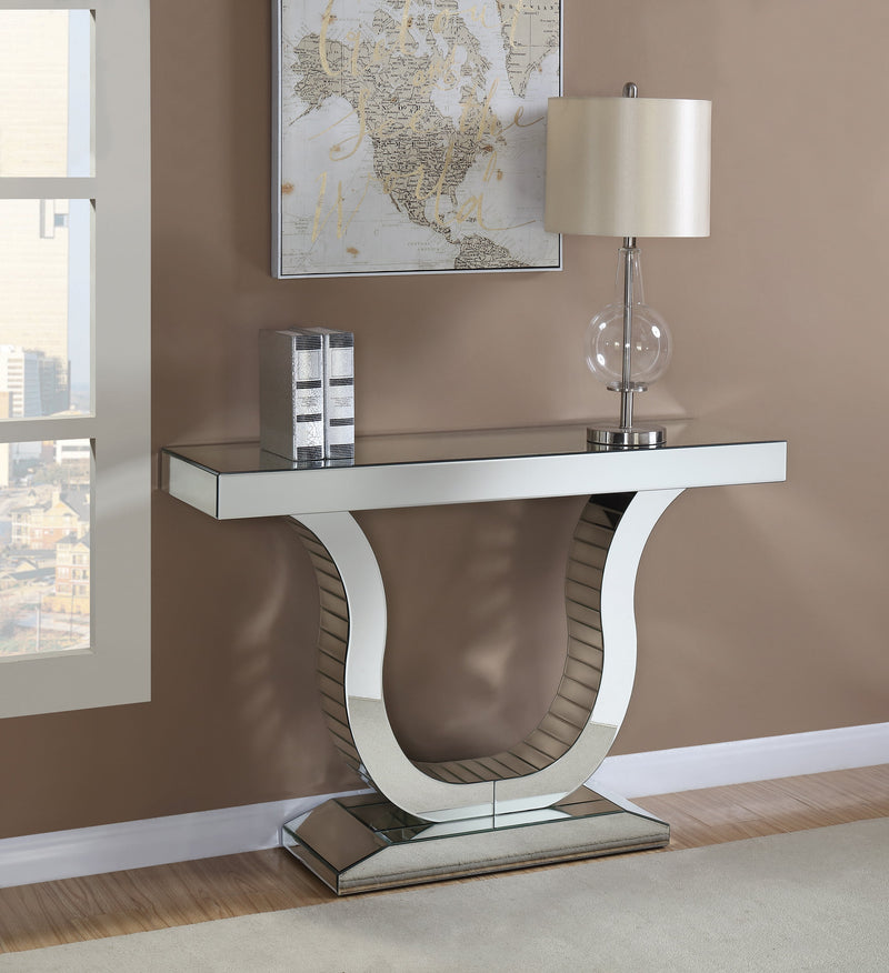 Saanvi Clear Mirror Console Table w/ UShaped Base