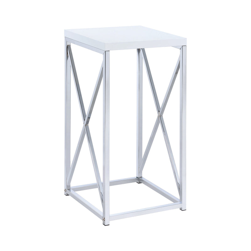 Edmund White & Chrome Accent Table w/ XCross Glossy