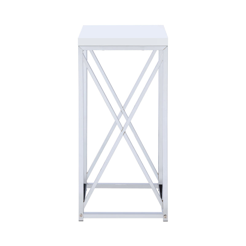 Edmund White & Chrome Accent Table w/ XCross Glossy