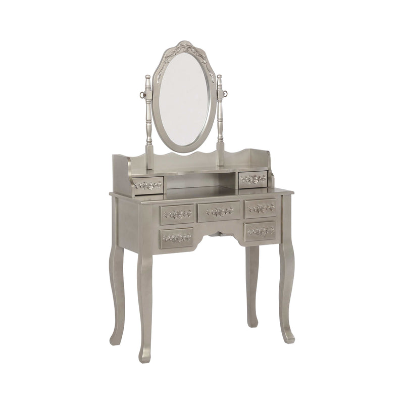 Anwen - Metallic Silver & White - 2pc Vanity Set - Ornate Home