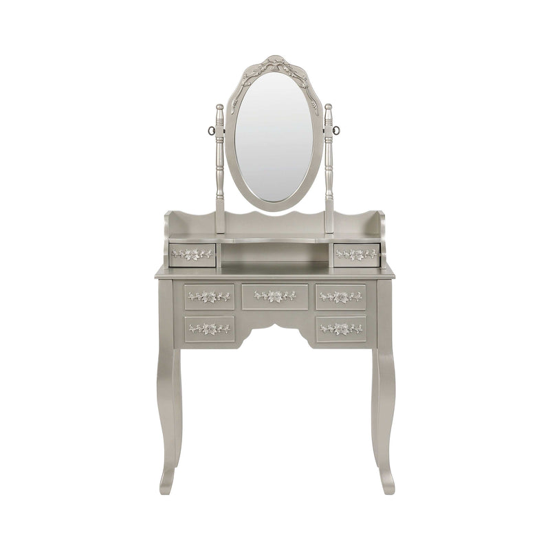 Anwen - Metallic Silver & White - 2pc Vanity Set - Ornate Home