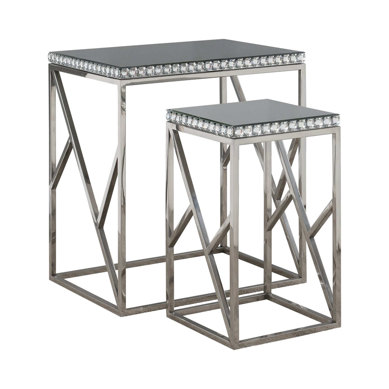 Chay - Silver - 2pc Mirror Top Nesting Tables - Ornate Home