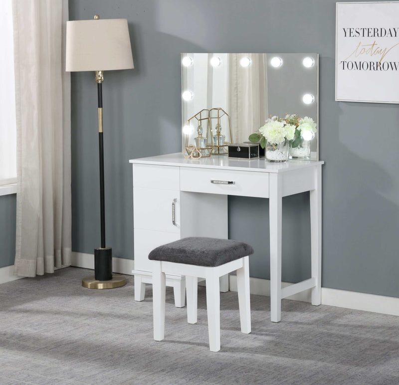 Ida - White & Dark Grey - Vanity Set w/ LED Lights - Ornate Home