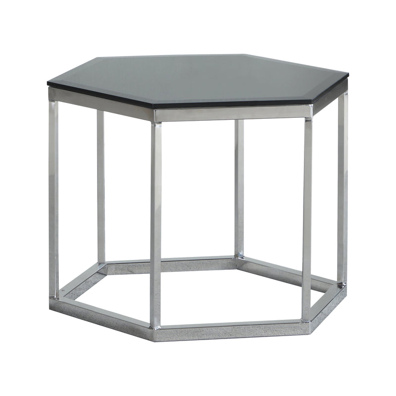 Rhodri Black & Silver Glass Top Accent Table