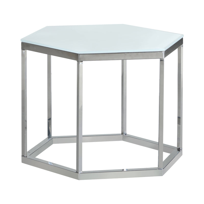 Rhodri White & Silver Glass Top Accent Table