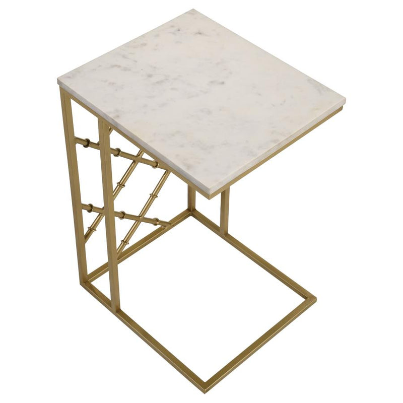 Angeliki Antique Gold & White Accent Table w/ Marble Top