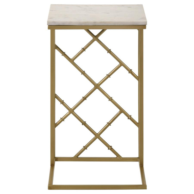 Angeliki Antique Gold & White Accent Table w/ Marble Top