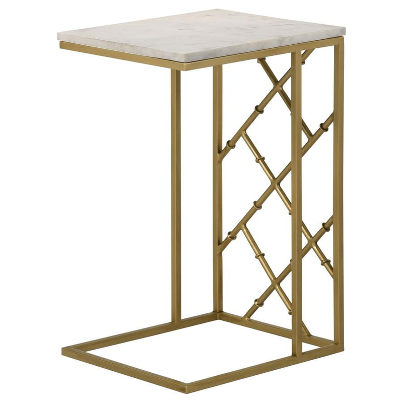 Angeliki Antique Gold & White Accent Table w/ Marble Top