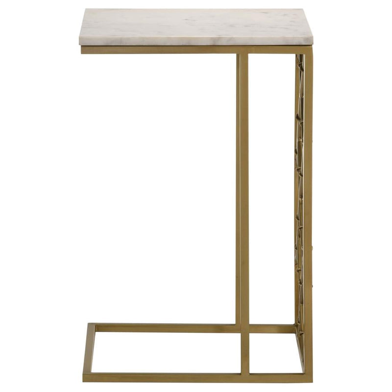 Angeliki Antique Gold & White Accent Table w/ Marble Top