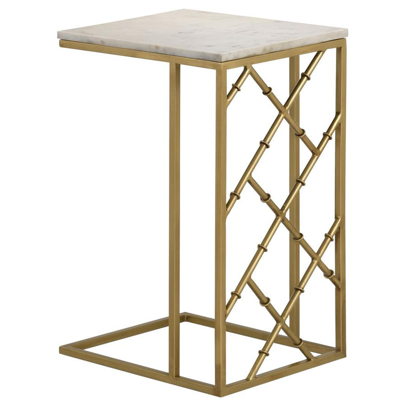 Angeliki Antique Gold & White Accent Table w/ Marble Top