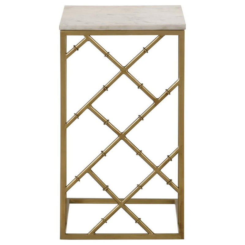 Angeliki Antique Gold & White Accent Table w/ Marble Top