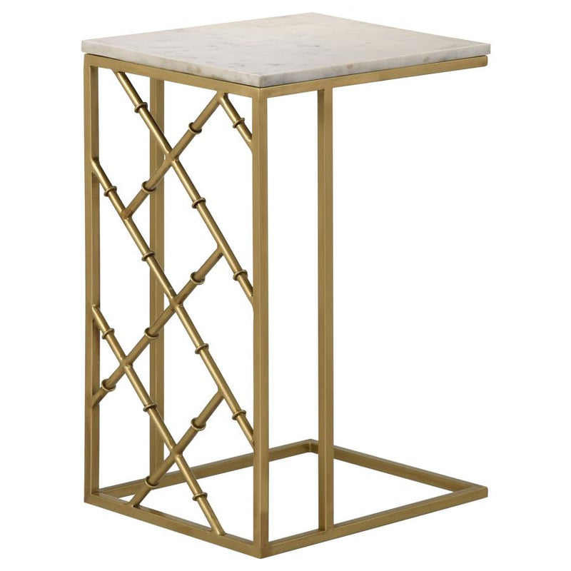 Angeliki Antique Gold & White Accent Table w/ Marble Top