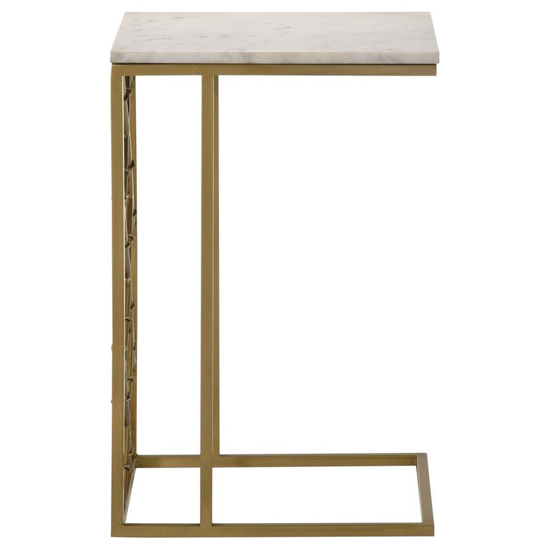 Angeliki Antique Gold & White Accent Table w/ Marble Top