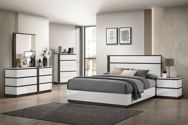 Birsfelden White & Metallic Gray 5pc Queen Bedroom Set