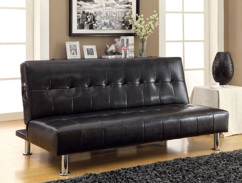 Bulle Black & Chrome Futon Sofa