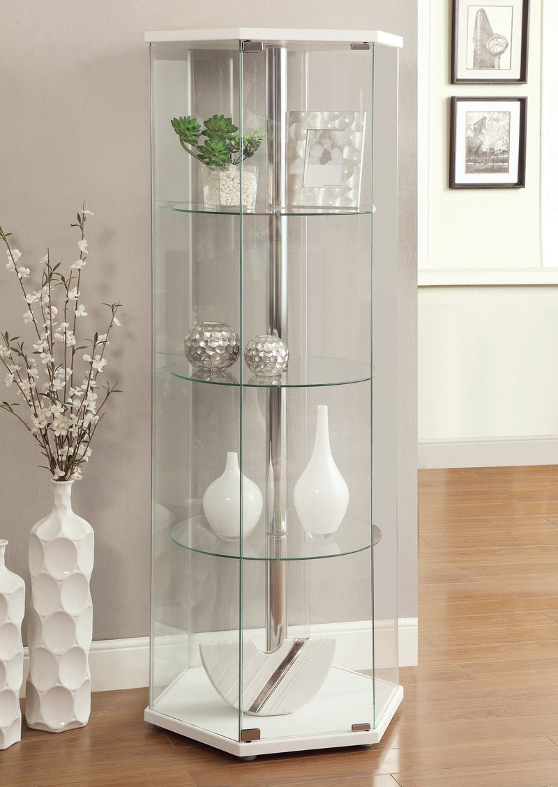 Jago - Clear - Hexagon Shaped Curio Cabinet - Ornate Home