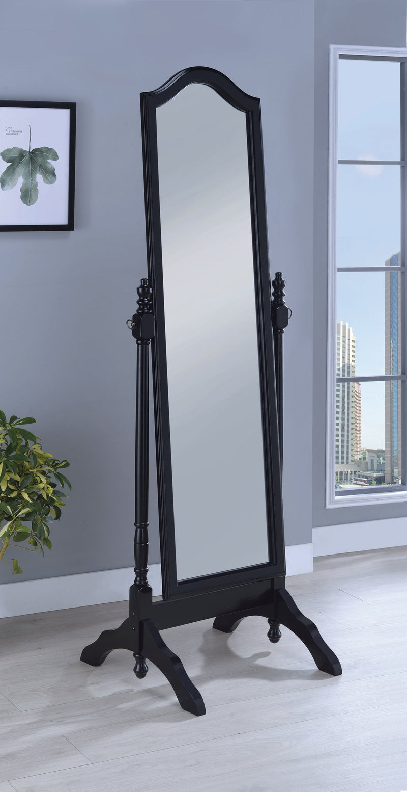 Cabot Black Cheval Mirror w/ Arched Top