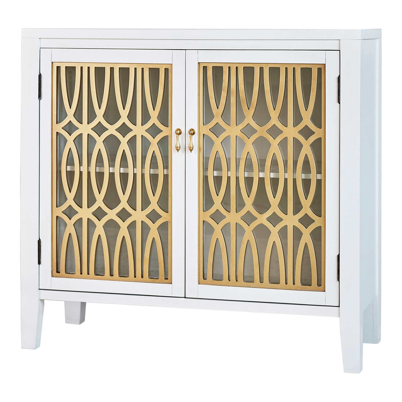 Dina - White & Gold - Accent Cabinet - Ornate Home