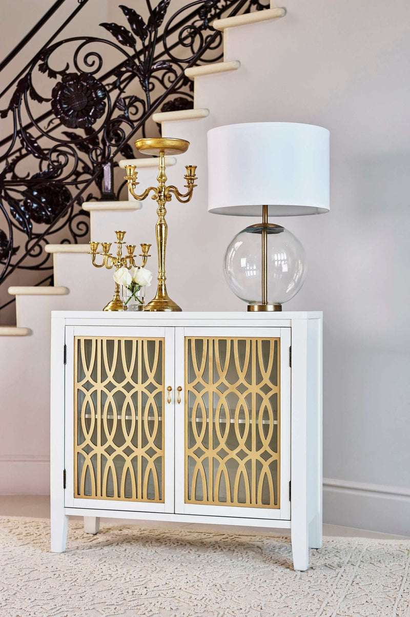 Dina - White & Gold - Accent Cabinet - Ornate Home