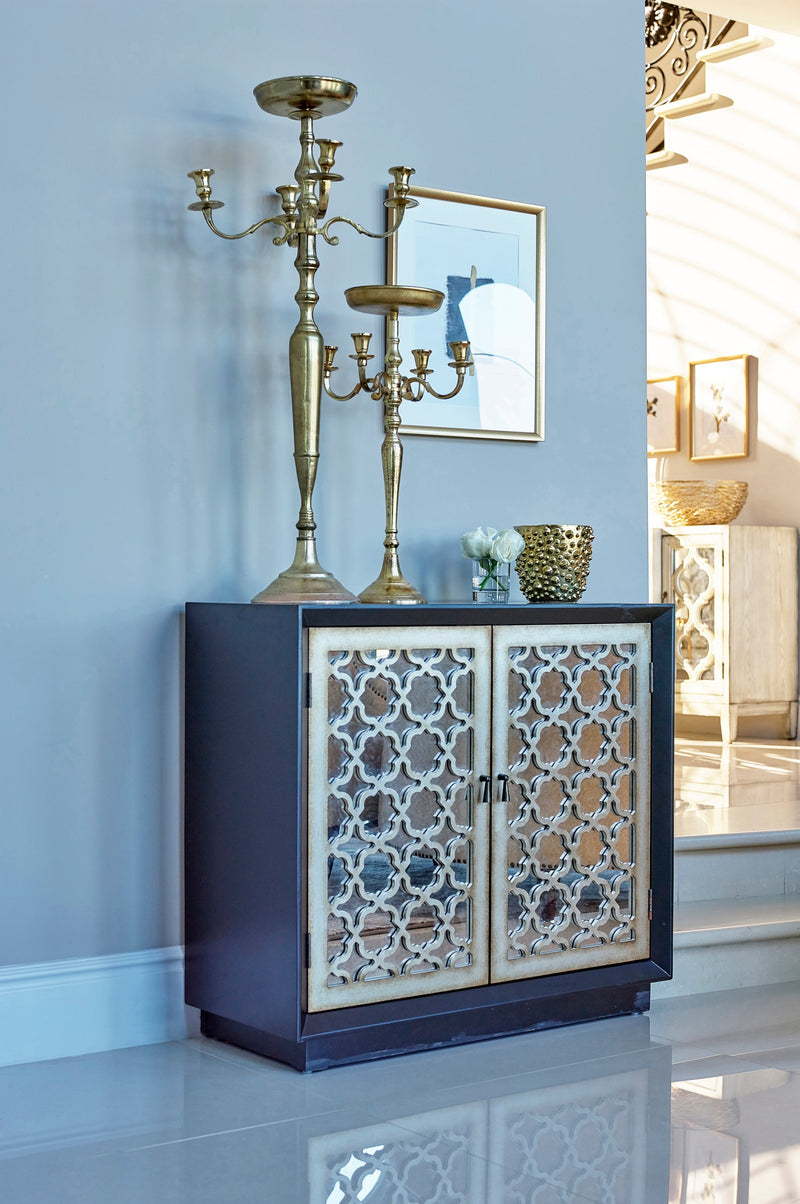 Mali - Black - Accent Cabinet w/ Lattice Pattern - Ornate Home