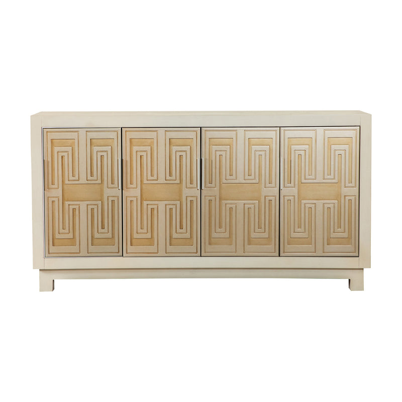 Arrao - White & Gold - Rectangular 4-Door Accent Cabinet - Ornate Home