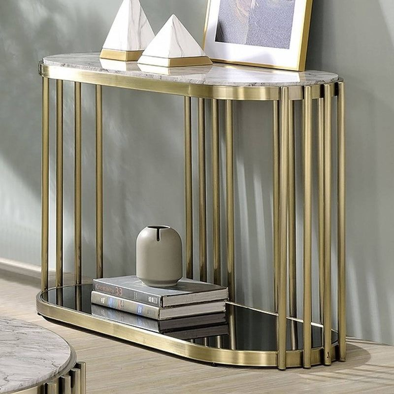 Ofelia Antique Brass & Black Sofa Table