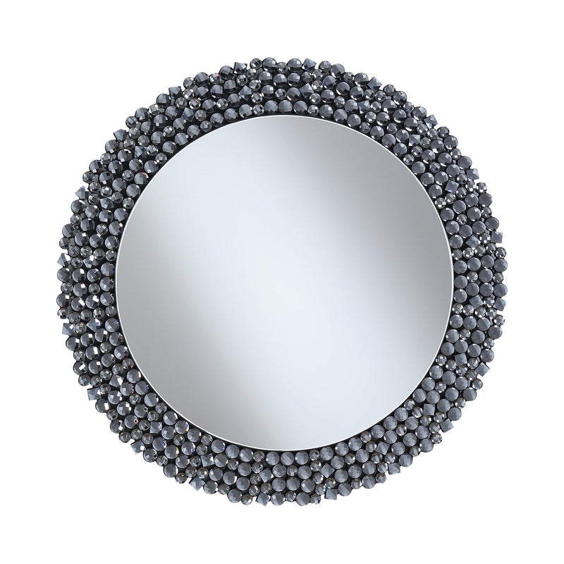 Linzi - Grey - Round Wall Mirror w/ Textural Frame - Ornate Home