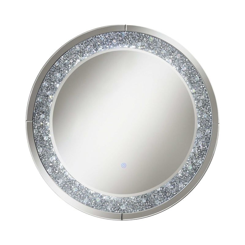 Tayla - Silver - Round Wall Mirror w/ LED - Ornate Home