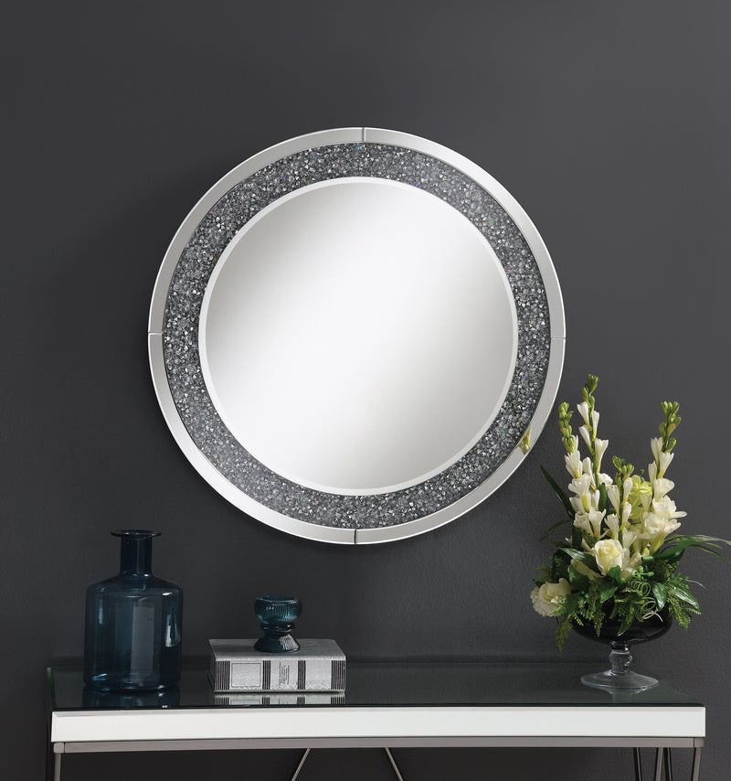 Tayla - Silver - Round Wall Mirror w/ LED - Ornate Home