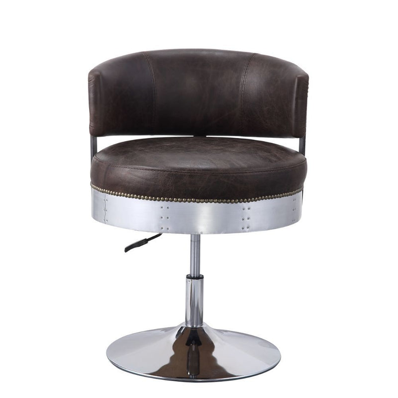 Brancaster Distress Chocolate Top Grain Genuine Leather Bar Stool / 1pc