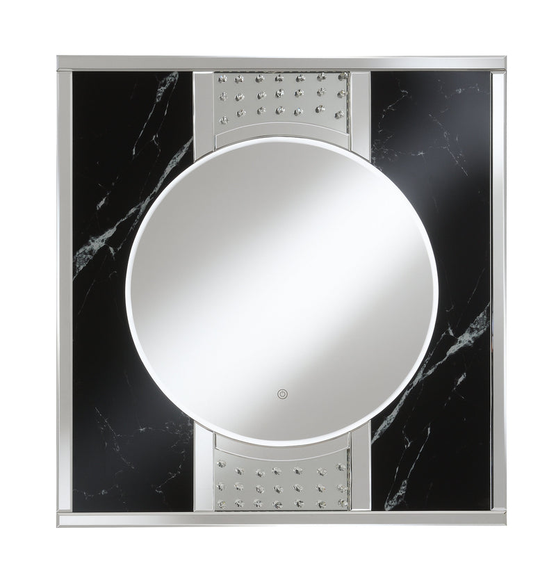 Deon - Silver And Black - Square Wall Mirror w/ LED - Ornate Home