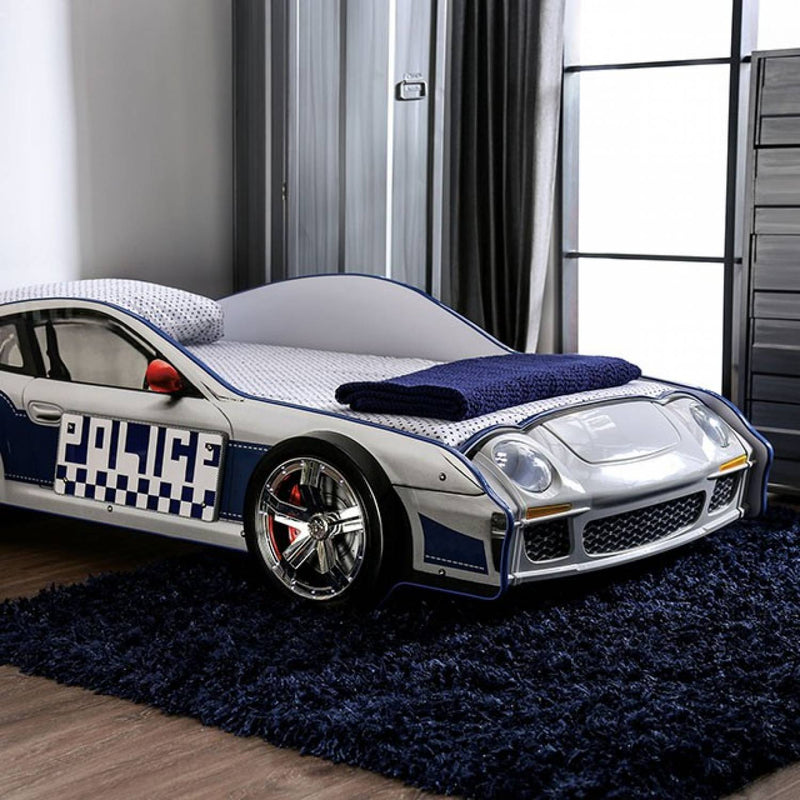 Poe Blue & White Twin Car Bed