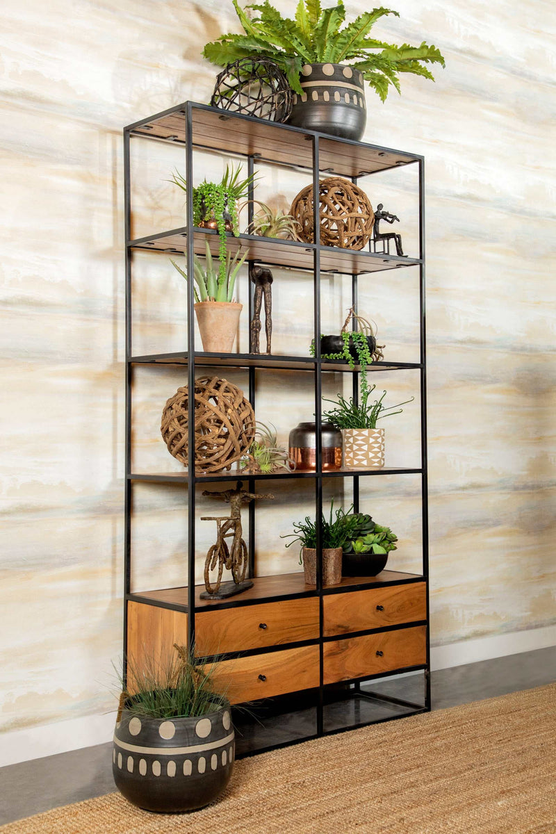 Kijae - Natural Sheesham & Black - Etagere - Ornate Home