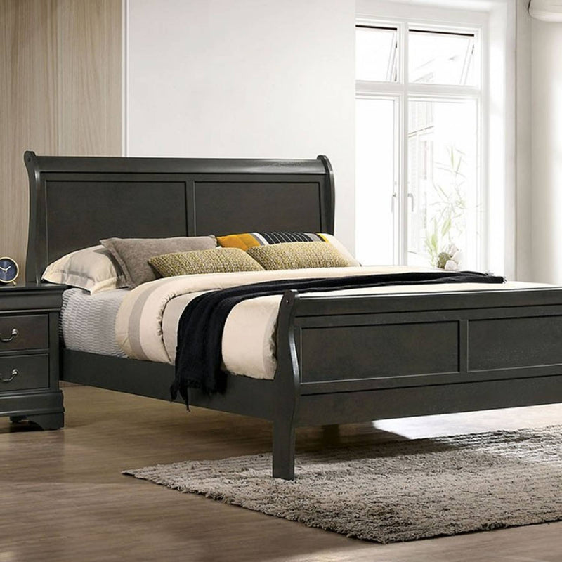 Louis Philippe Gray Queen Bed