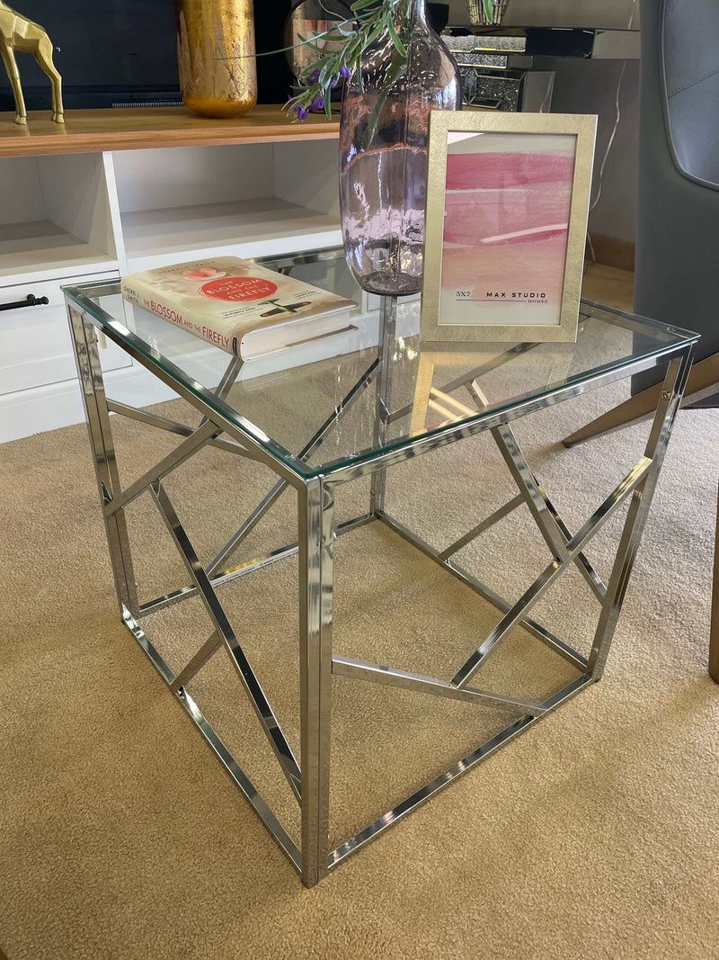 Pamplona - Chrome & Tempered Glass - 3pc Coffee Table Set - Ornate Home