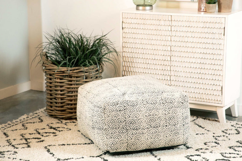 Puffio - Cream & Black -Square Floor Pouf - Ornate Home