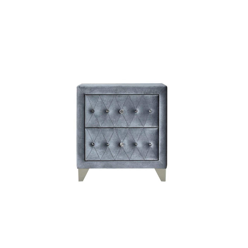 Dante - Gray Velvet - Nightstand - Ornate Home